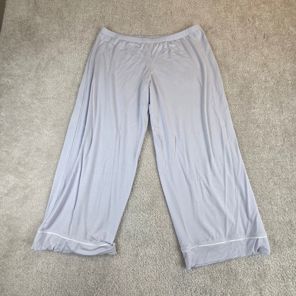 Eberjey Gisele Tencel Modal Cropped Pajama Pants Light Blue Wide Leg Size M